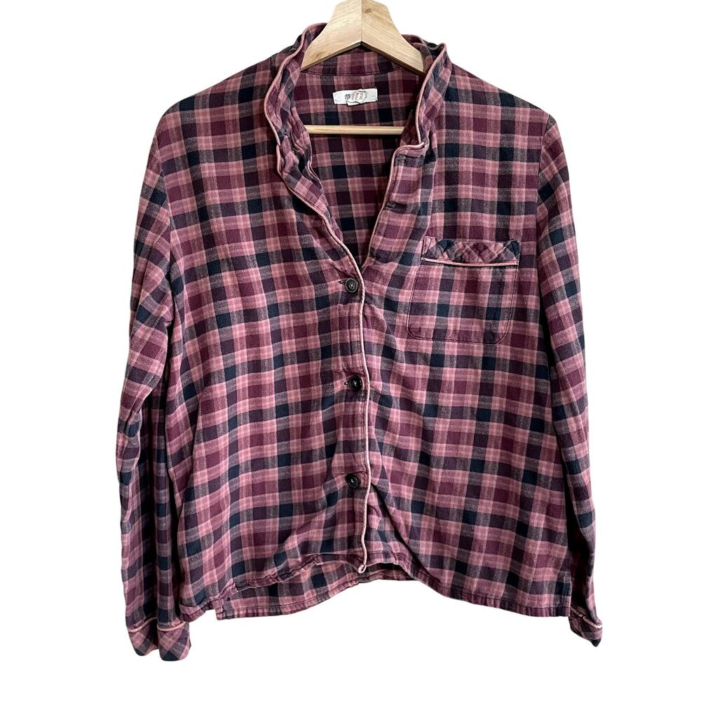Madewell checkered button down flannel long sleeved shirt women's L 100% cotton